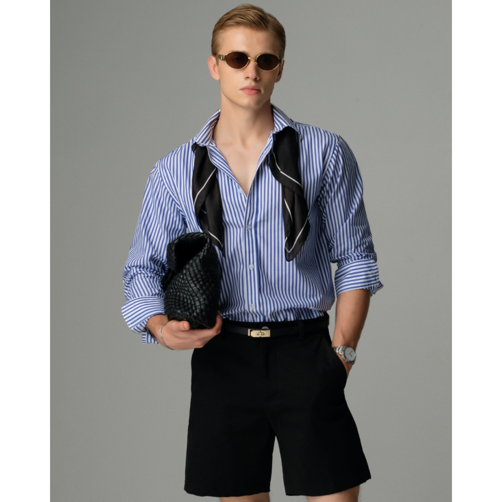 เสื้อ Kate Mens Shirt สีฟ้าอ่อนลาย Malibeu Regular Fit Office Shirt สําหรับทํางานและเล่น | 0061 | มาโจ