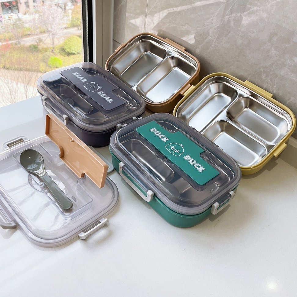 กล่องข้าวสแตนเลสหลายช่อง พร้อมช้อน LILA HCINOX3N98