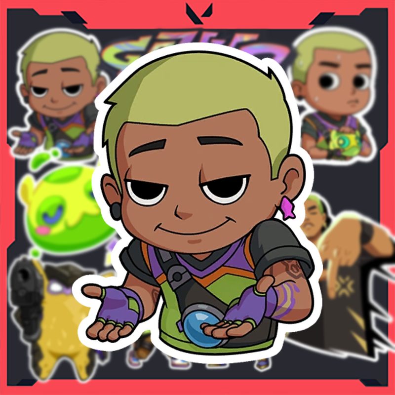 สติ๊กเกอร์ Valorant - สติ๊กเกอร์ Agent Gekko (ชุด 12 ชิ้น)