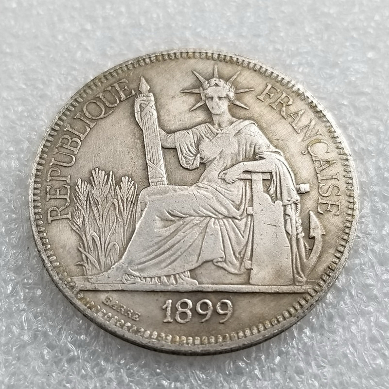 1899 Year France Trade Dollars - Inchina 1899 ของที่ระลึกสะสมเหรียญฮวงจุ้ยฝรั่งเศส