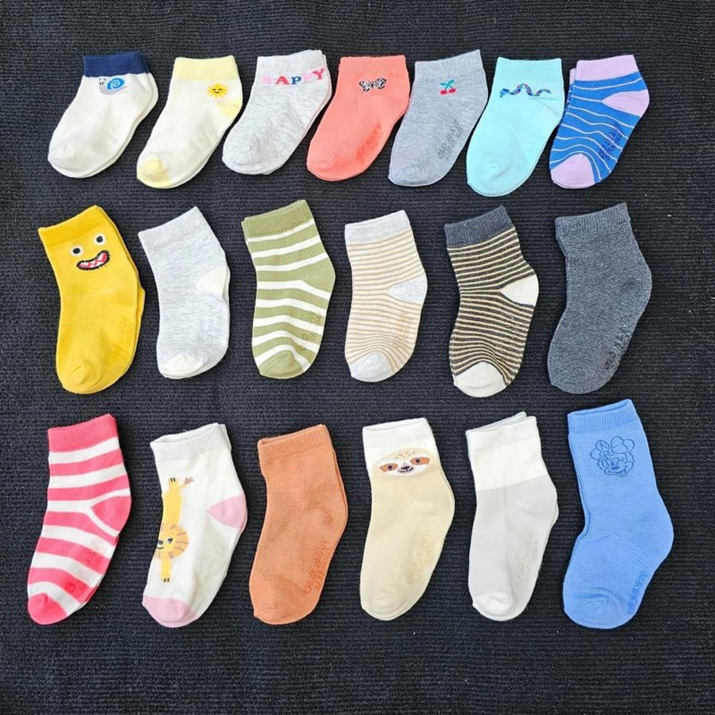 ถุงเท้าผ้าฝ้ายเด็กมีกันลื่น หนา ลื่น ระบายอากาศ และถุงเท้าเด็กรุ่นไม่พันกัน ไซส์ 0-5 ขวบ