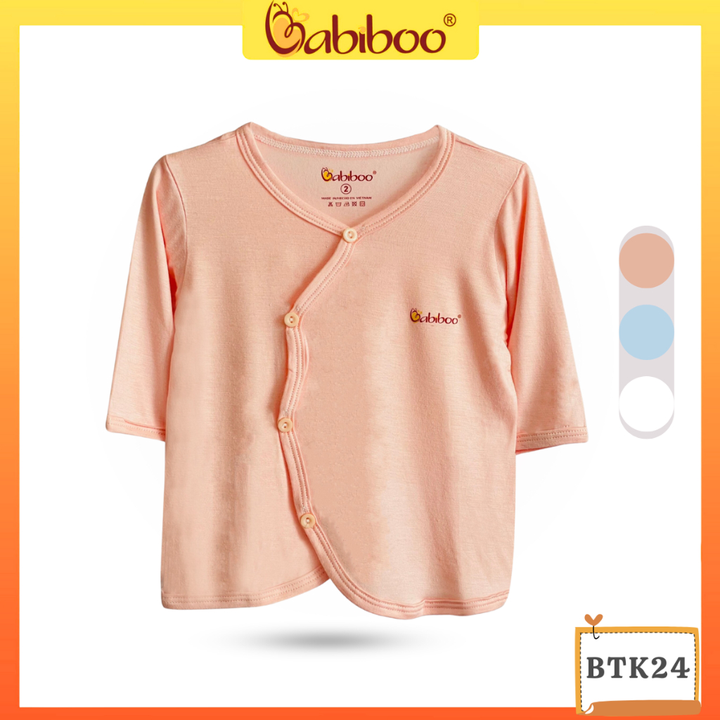 เสื้อเด็กแรกเกิดแขนยาว BABIBOO เสื้อคอเต่าแขนยาว เสื้อกระดุมเหนียวนุ่มพิเศษ BTK24