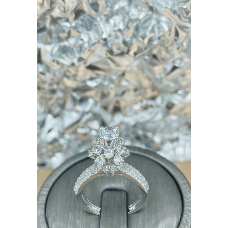 Kim Van Pat แหวนเงินควีนคุณภาพสูง 92.5 แพลทินัม เพชรละเอียดคุณภาพสูง 6.3 mm-M1