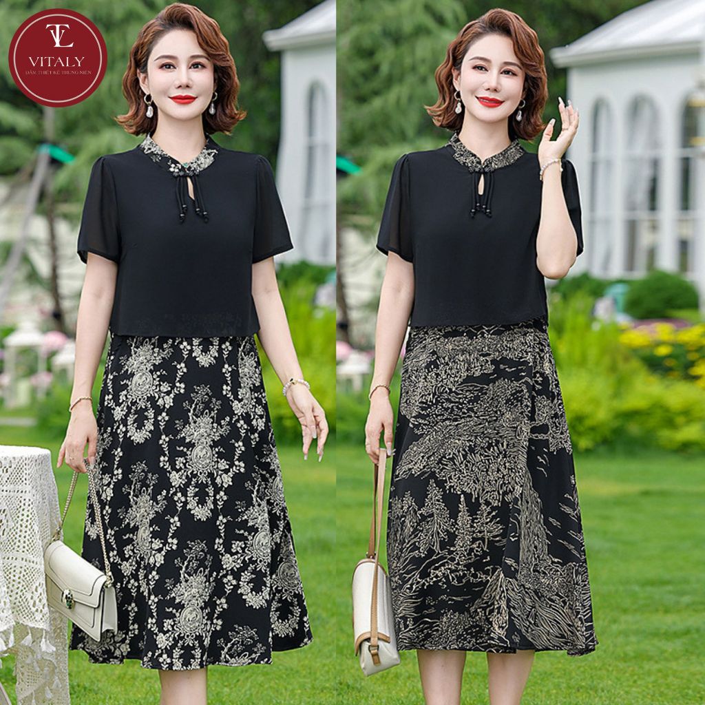 VITALY Luxury Middle-Aed Dress, ชุดสตรีสําหรับคุณแม่, ออกนอกบ้านที่สวยงาม, การเดินทางในงานปาร์ตี้, ย