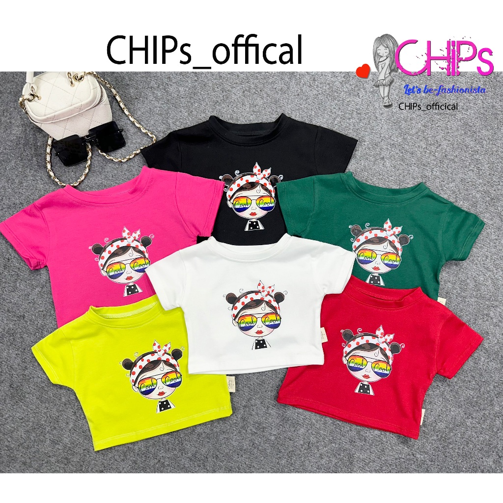 เสื้อครอปแขนสั้นพิมพ์ลายน่ารักมากสําหรับสาวเก๋