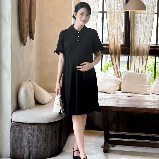 เมดี้ลา - เดรสคลุมท้องดีไซน์คอโปโลคอปกเยอรมันสําหรับคนท้องใส่ไปเที่ยว- VTS1773