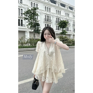 Sét ren babydol cao cấp,váy nữ đi tiệc,đi chơi phối cổ đá
