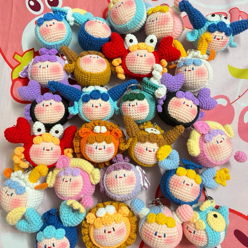 [ภาพจริง] 12 Zodiac Signs WOOL KEYCHAIN พวงกุญแจทํามือ