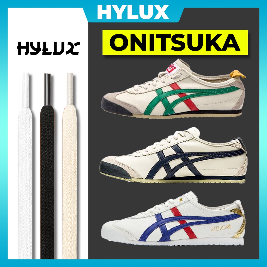 Onitsuka TIGER เชือกผูกรองเท้า สีดํา สีขาว เปลี่ยนงาช้างแท้ - เชือกผูกรองเท้ากีฬา