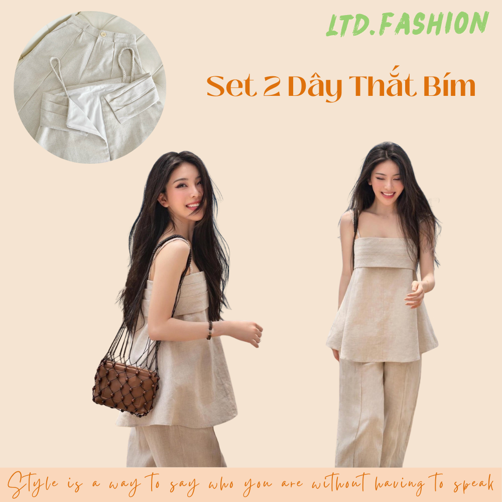 LINEN SET TWO-TRAIGHT BLOUSE พร้อมกางเกงขายาว - LTD.FASHION - TK2076