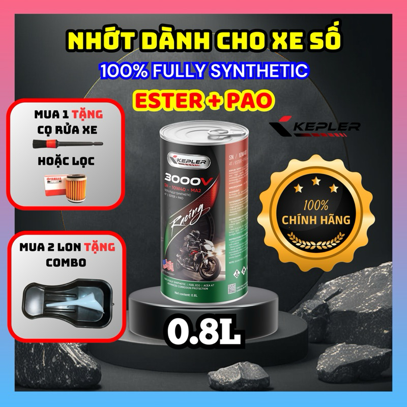KEPLER 3000V SN 10W40 (0.8L) น้ํามันหล่อลื่นเกียร์, ESTER + PAO, เงียบ, โหลด, เย็นเครื่องยนต์, ลดการ