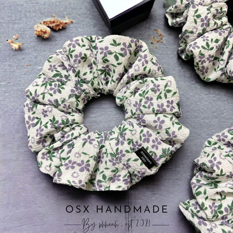 ยางรัดผมแอปริคอทสีม่วงแฮนด์เมด ขนาด 12ซม. - โดย OSX Handmade