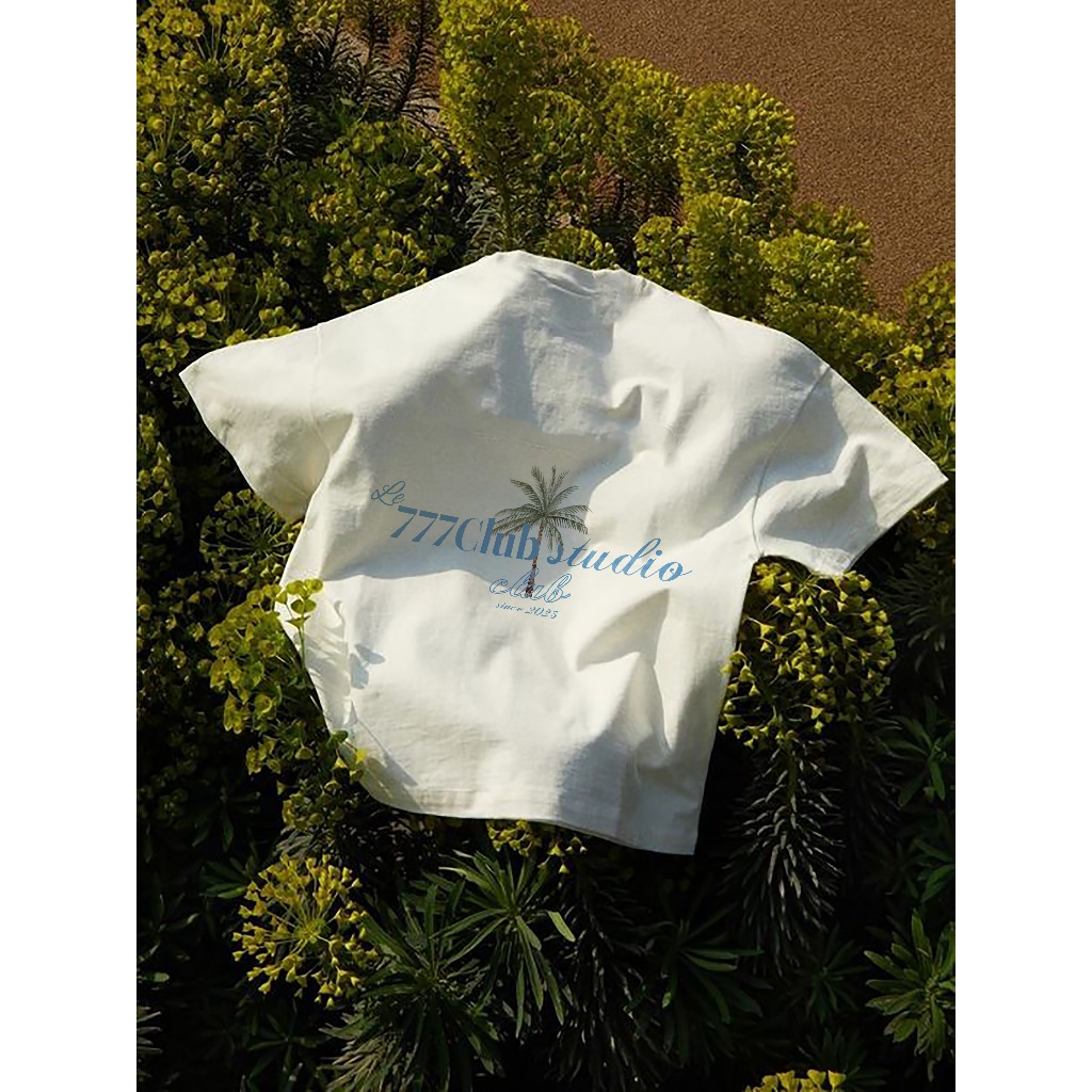 LE 777Club.studio เสื้อยืดโอเวอร์ไซส์พื้นฐาน ผ้าฝ้าย 2 ทิศทาง 250gsm