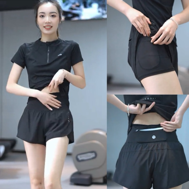 ชุดเสื้อยิมและโยคะแอโรบิคผู้หญิงและกางเกงซิปผ้ายืดหยุ่นสุดเท่