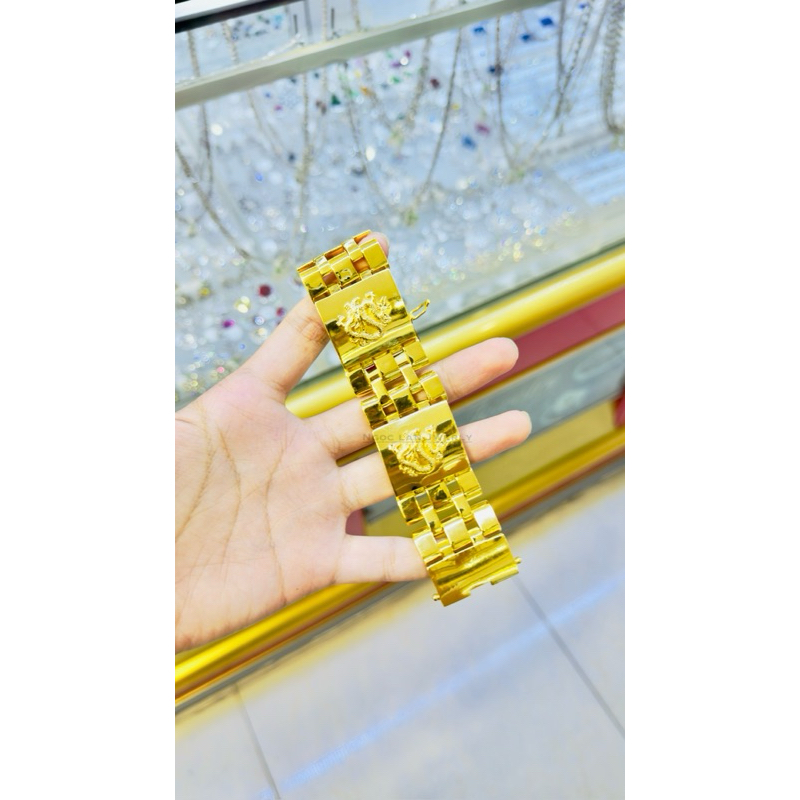 สร้อยข้อมือรั้ว 3 ซม.มังกรนูน s950 ชุบเงินด้วยเงินอิตาลี jwellery gold