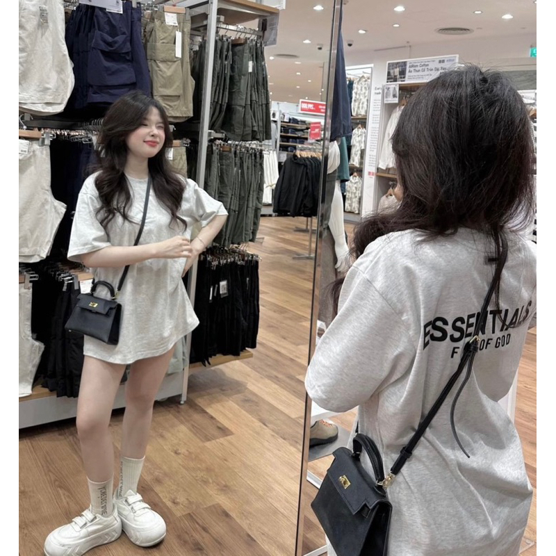 เสื้อยืดยางลายนูน Essentials ของแท้ 100% Cotton - เสื้อยืด Format หลวมพร้อมแท็กเต็ม Hottrend