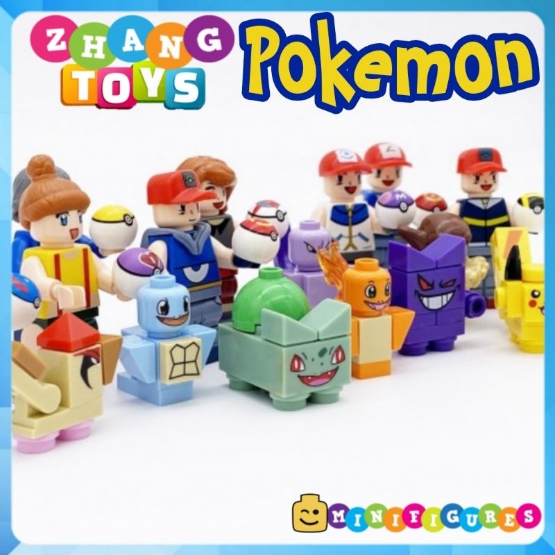 ของเล่นปริศนาโปเกมอนพร้อม Satoshi pikachu Charmander kini Fushigidane Minifigures SY620