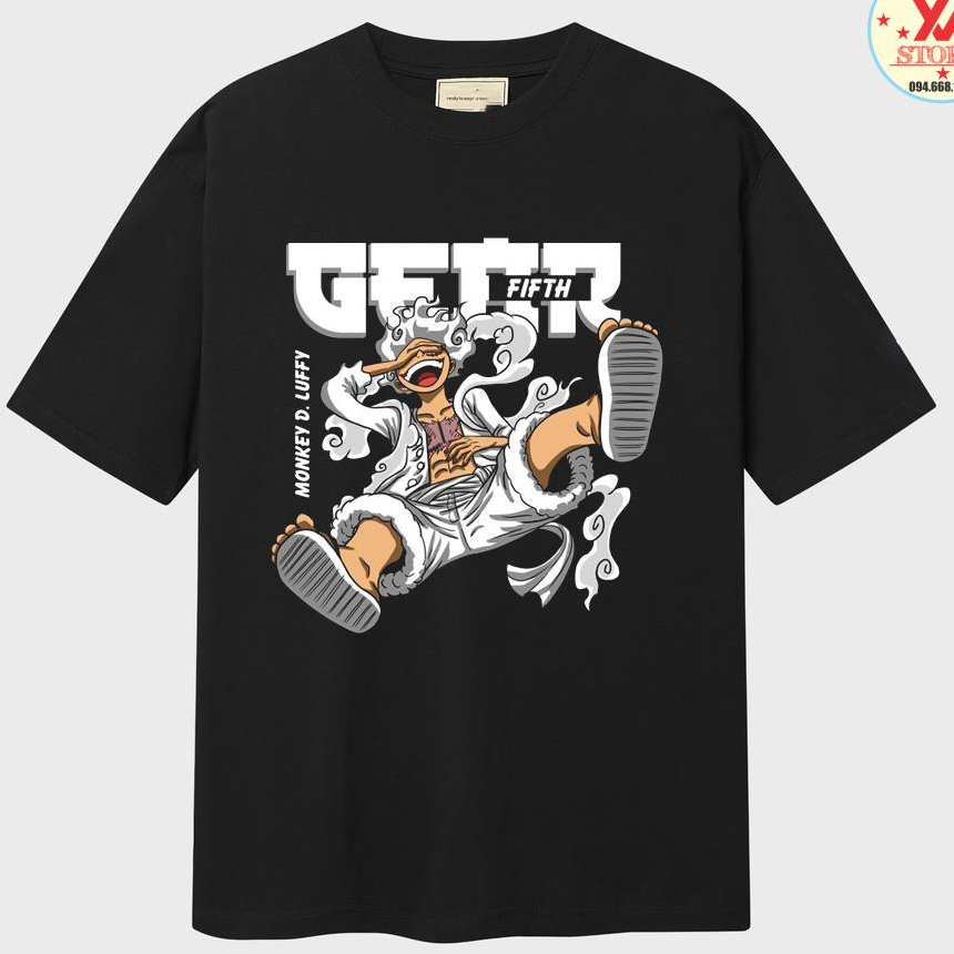 เสื้อยืด One piece Luffy Gear 5 หลวม One piece luffy เสื้อยืดสําหรับผู้ชายและผู้หญิงทําจากผ้าฝ้ายสุด