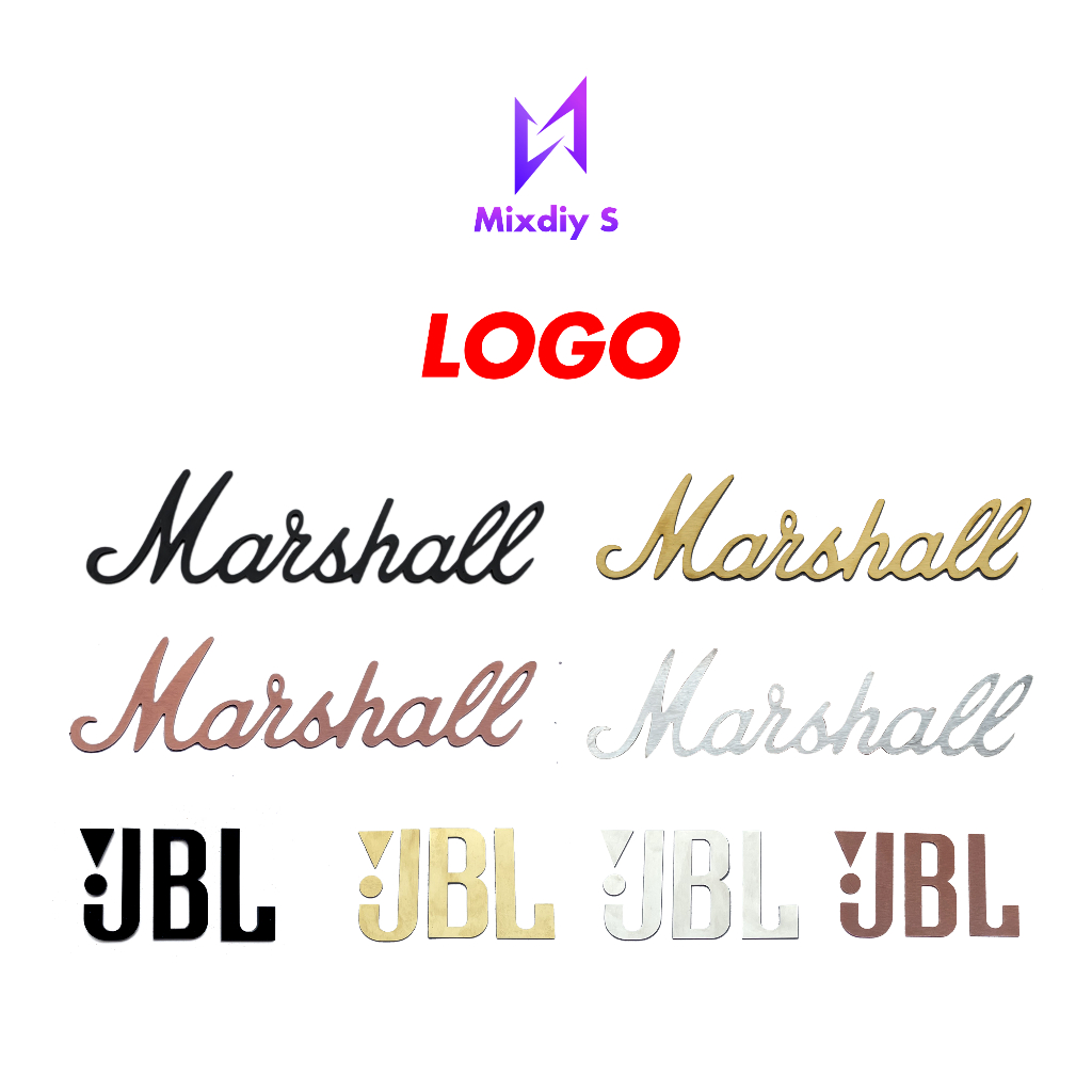 Speaker Logo Manufacturing - โลโก้ Marshall และโลโก้ JBL - โลโก้ mika สแตนเลส alu ขนาดเต็ม