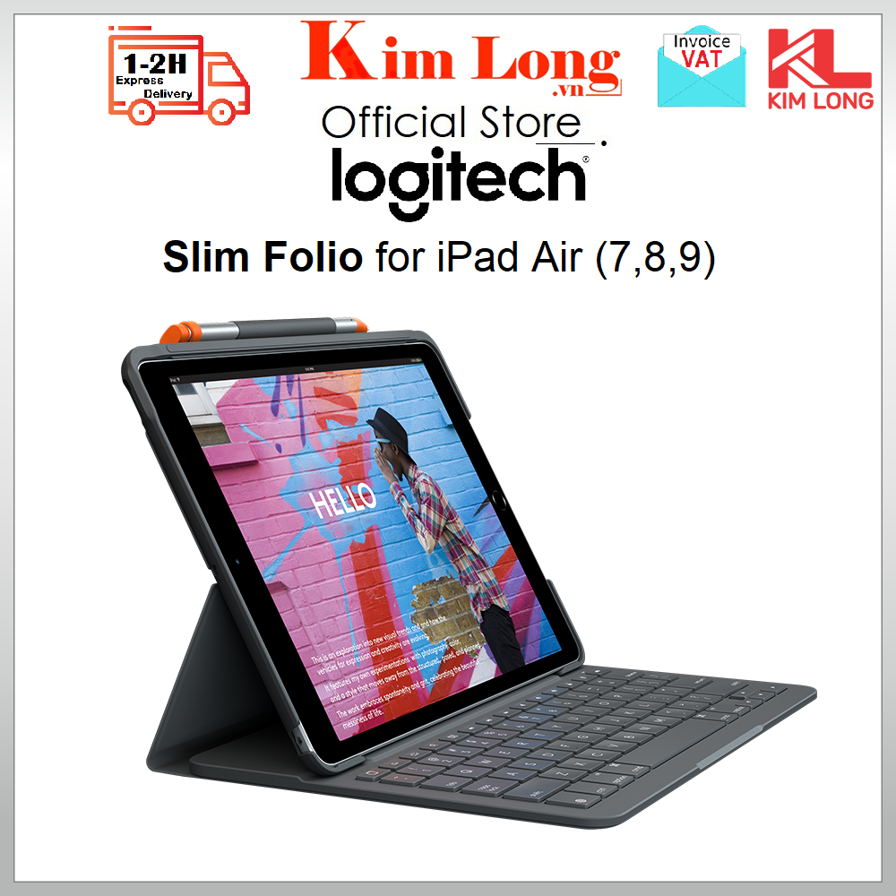 เคสคีย์บอร์ด Logitech Slim Folio ipad 7, ipad 8, ipad 9 - สินค้าของแท้