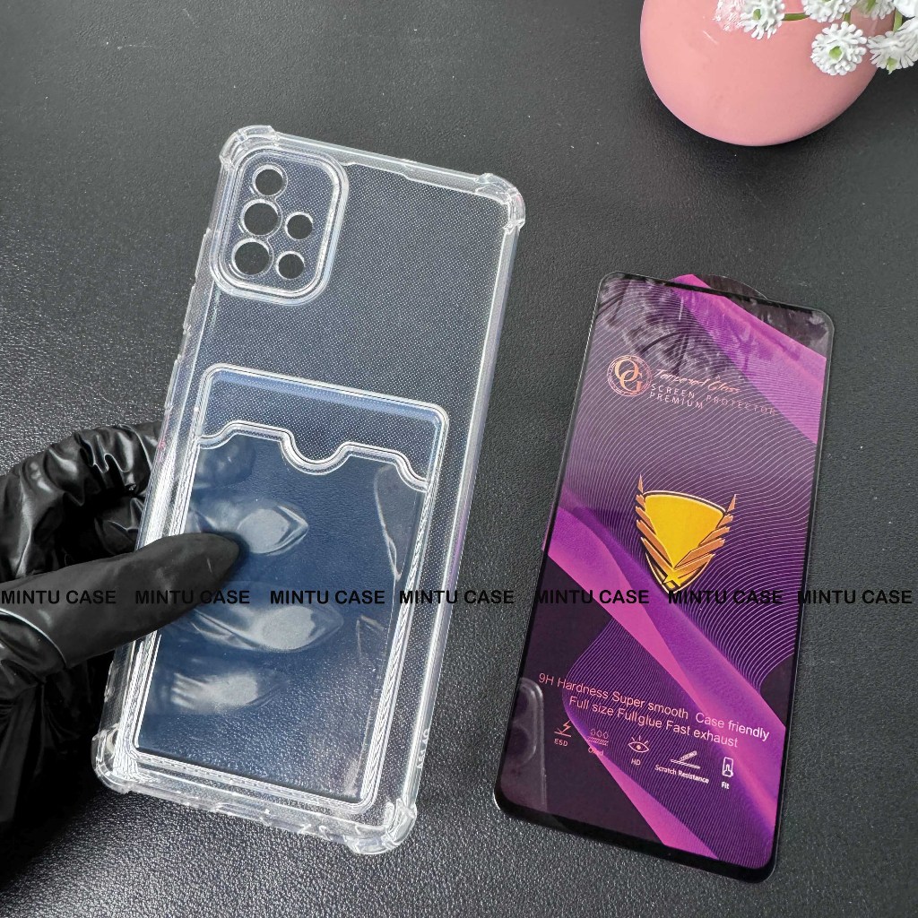 Samsung Galaxy A51 Card Holder and Tempered Glass Case - TSCS กันกระแทกแบบใส