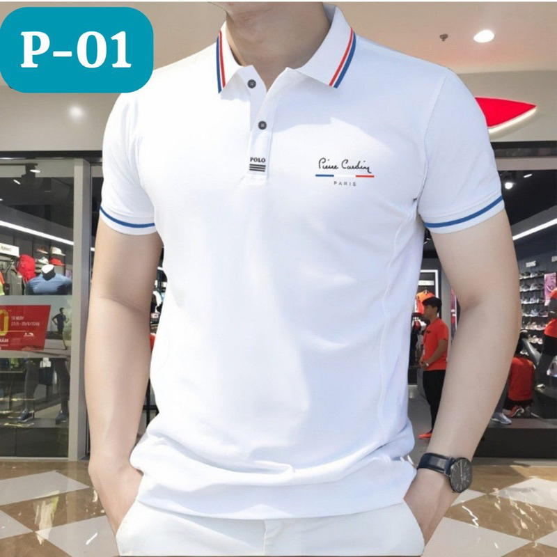 PIERRE CARDIN เสื้อโปโลผู้ชายคุณภาพสูงคอปก PCA - หนังจระเข้ผ้าฝ้าย CVC สุดเท่