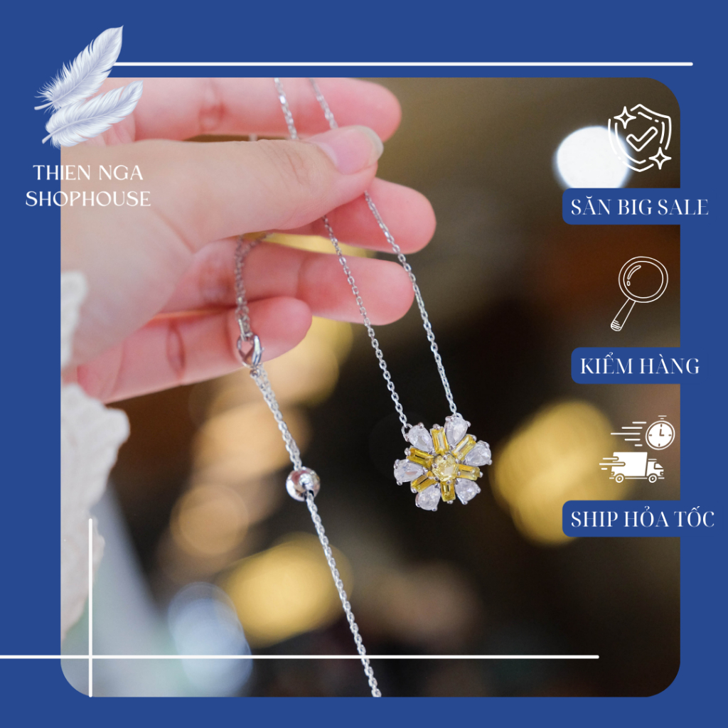 สร้อยคอ Swarovski ประณีต IDYLLIA ดอกไม้สีเหลือง Fullbox_thien_nga_veet_nam