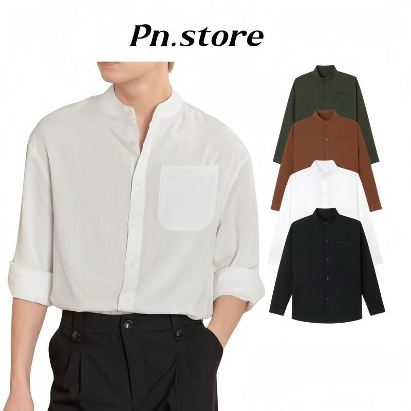 PN Store เสื้อคอปก Form Reguler Menswear สีดํา SM-DUI-COTAU