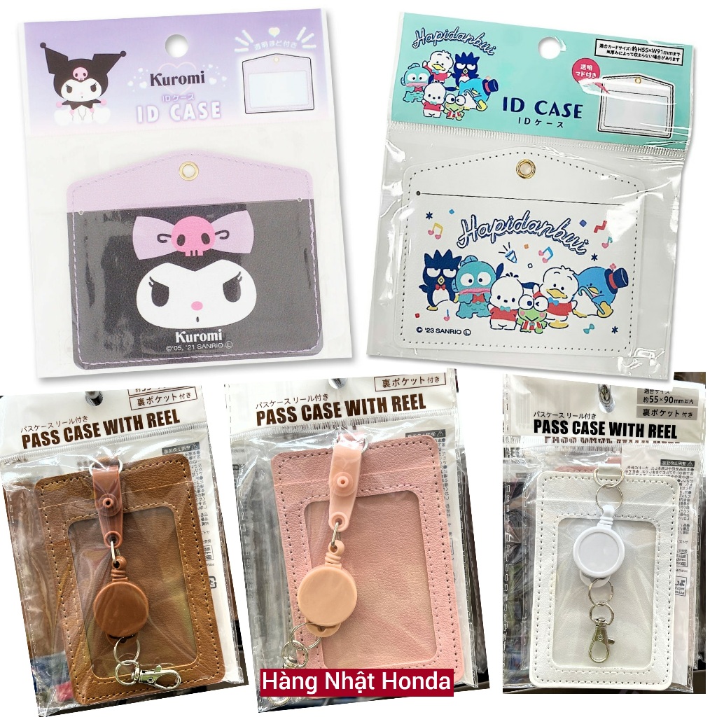 [Daiso Japan] ID Card Wallet With Automatic Drawstring - Cartoon ID Card - ID Case Sanrio - Pass Cas