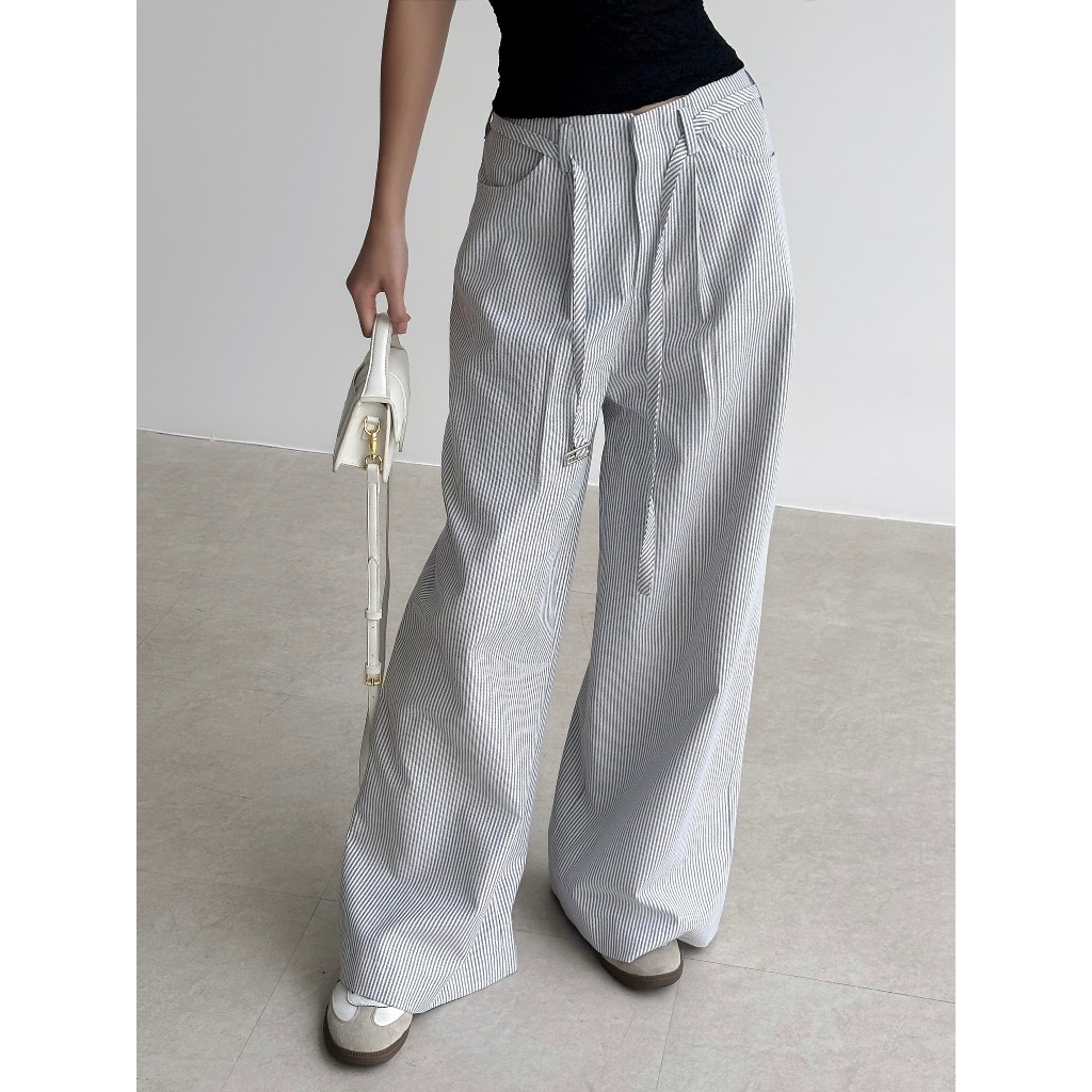 กางเกงขากว้างลายสก๊อตพร้อมเข็มขัด - HOO DESIGN