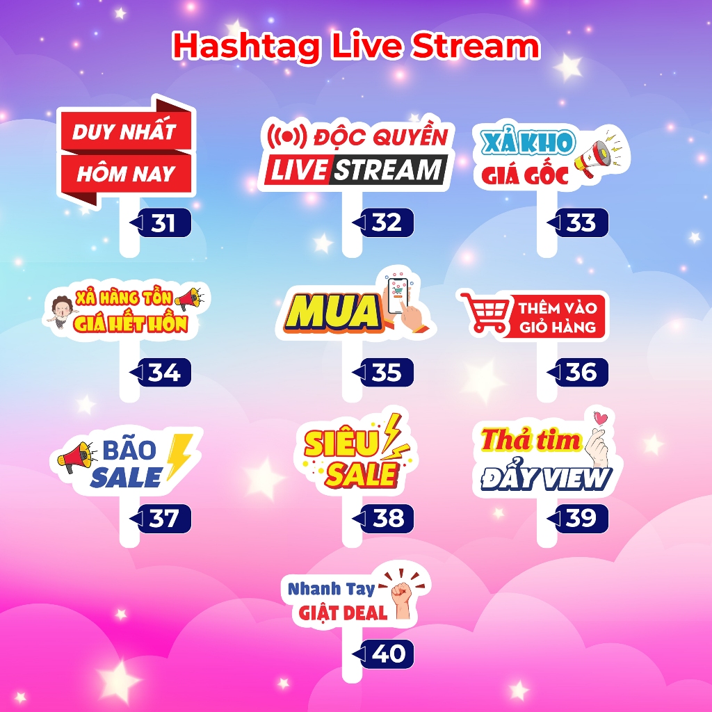 บอร์ดมือถือ LIVE STREAM hashtag, ONLINE SALES สําหรับถ่ายภาพ พิมพ์ไปข้างหน้า (MS 31 - 60)