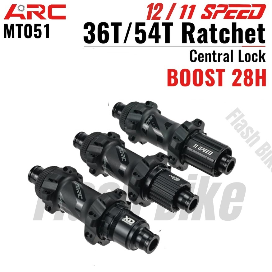 Đùm Xe Đạp ARC MT051 BOOST 110/148 28 Lỗ Phanh Đĩa CenterLock Căm Dẹt Ratchet 36/54T Cối HG/MS/XD 8-
