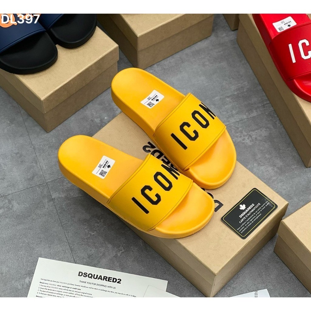 รองเท้าแตะ Dsq สีแดง - สายแบน ไอคอน dsq2 depp hottrend 2024