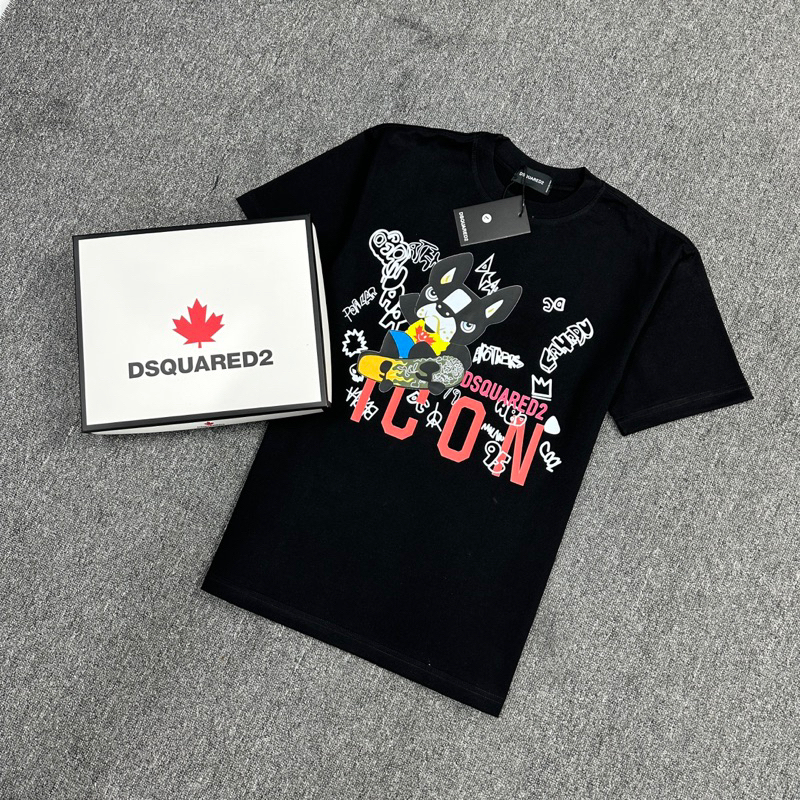 เสื้อยืดสุนัข DSQ ทําจากผ้าฝ้ายคุณภาพสูงสําหรับผู้ชายและผู้หญิง เสื้อยืด DSQ บุคลิกภาพ Sam3