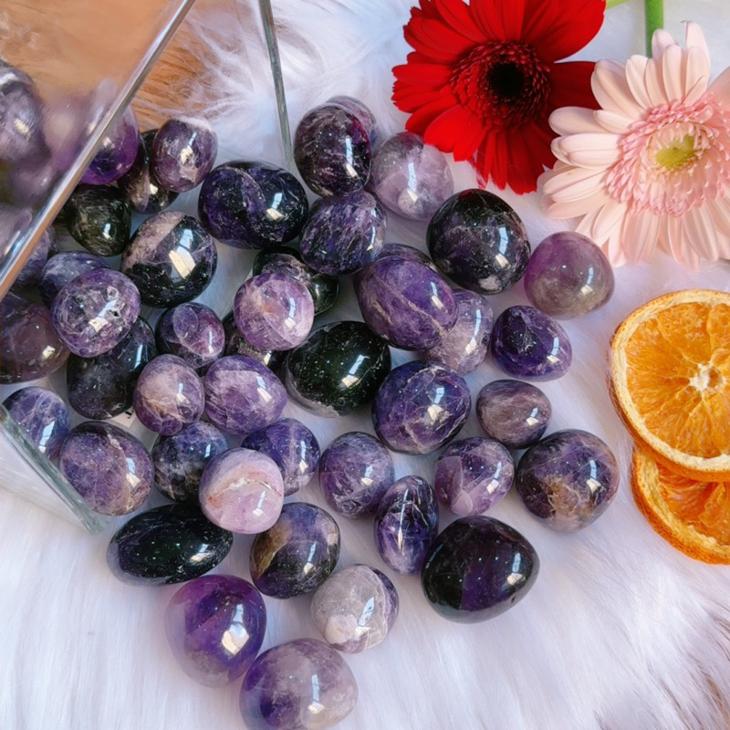 ธรรมชาติ AMETHYST Stone Energy Pebble, Tumble AMETHYST, Healing, Stone ช่วยให้นอนหลับดี ลดความเครียด