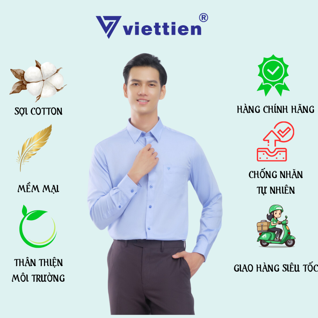 เสื้อเชิ้ตแขนยาว VIET TIEN - ผ้าคอตตอนธรรมดา - 1Q0982NR1/LB81