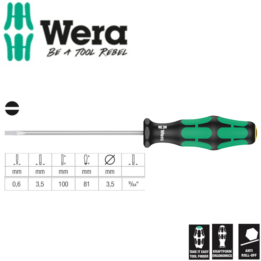 Wera ไขควงแบน 2 ด้าน 335 0.6 x 3.5 x 100 mm Wera 05100042001