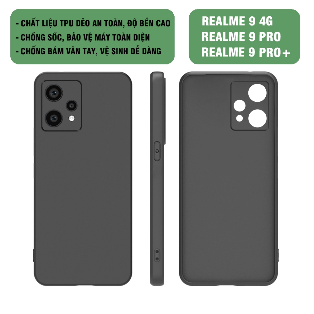 เคส Realme 9 4G / Realme 9i / Realme 9 Pro ผลิตจากวัสดุ TPU ขอบสี่เหลี่ยม กันกระแทก และป้องกันกล้อง