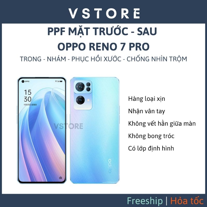 PPF ยืดหยุ่น OPPO Reno 7 Pro หน้า-หลัง ขอบเต็ม VSTORE HCM