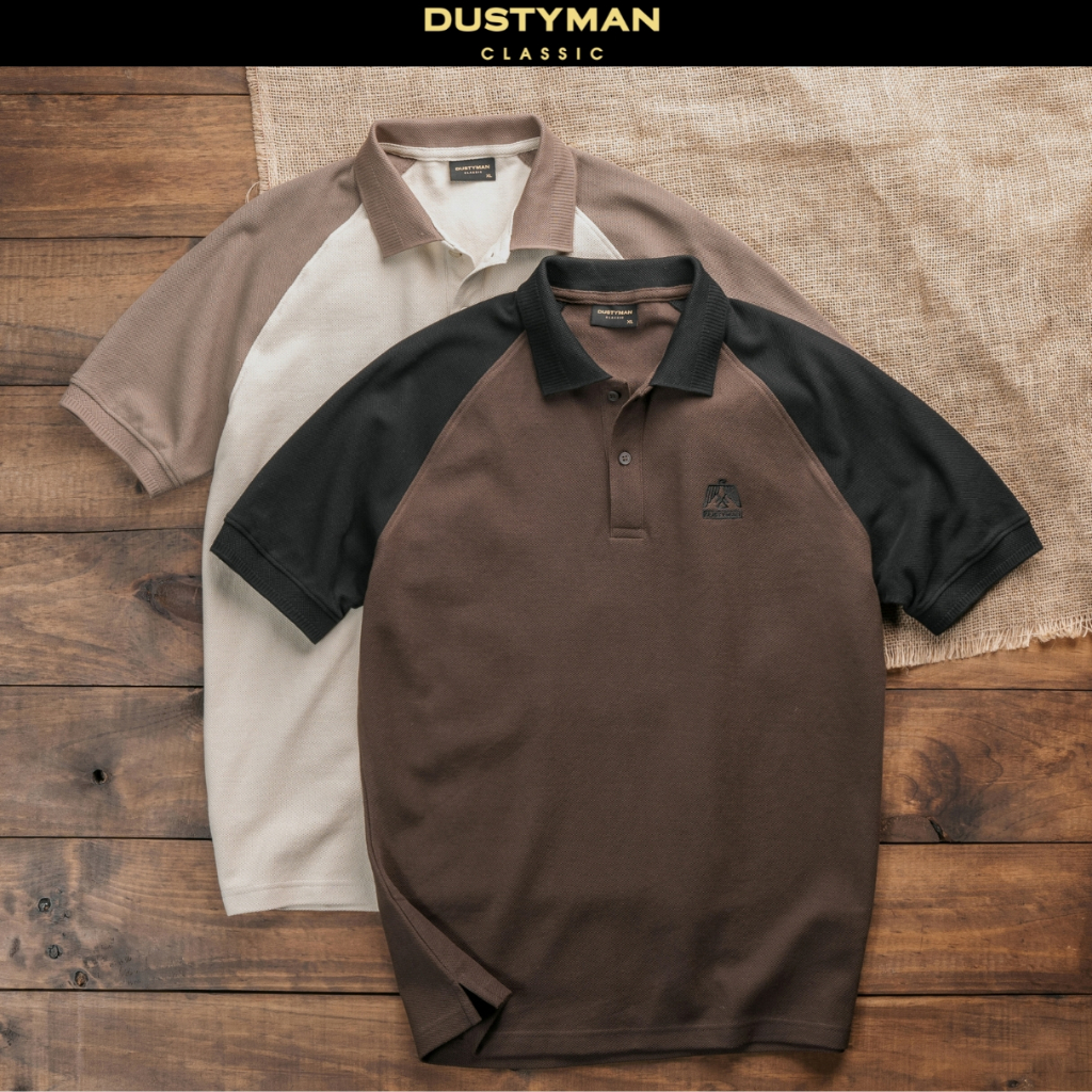 เสื้อโปโลผู้ชายเท่ๆ Raglan - ผ้าจระเข้ผ้าฝ้าย 100% - รูปแบบพอดีปกติ