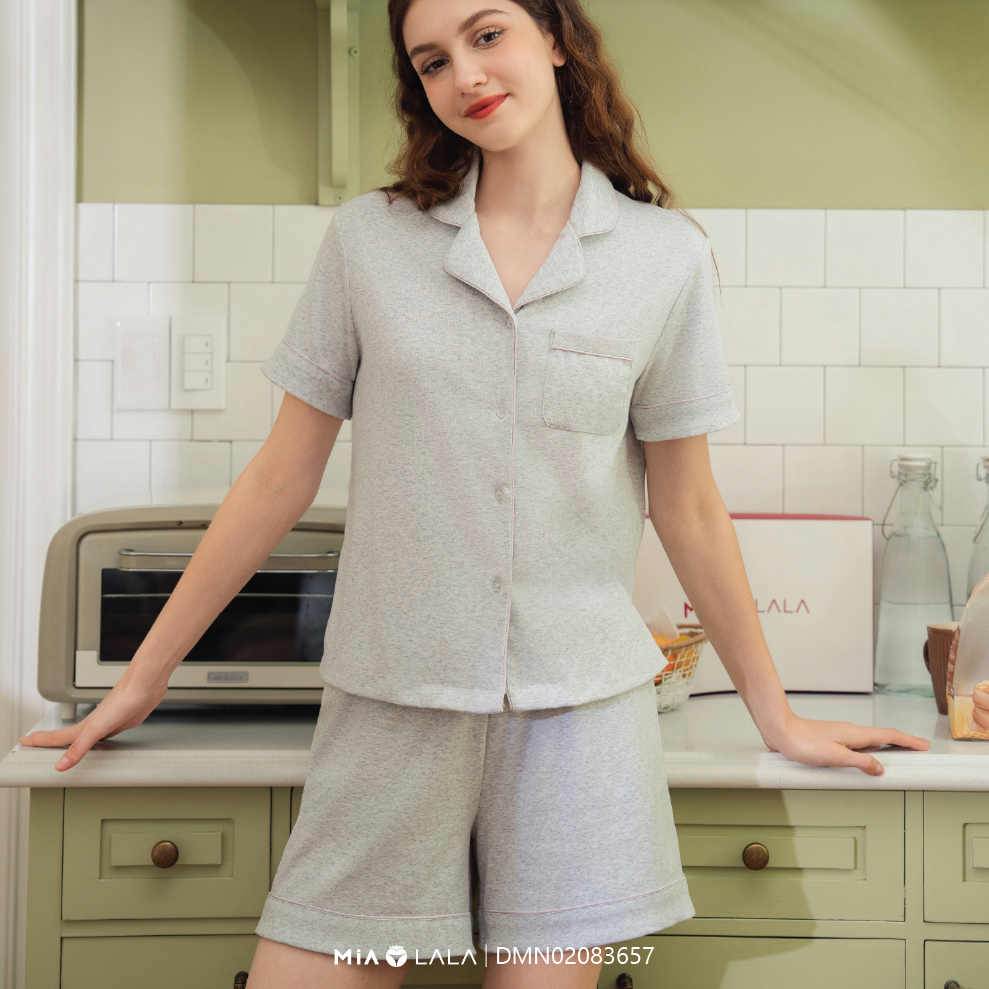 Mialala 3657 DMN ชุดนอนผ้าคอตตอนเนื้อนุ่มและโปร่งสบาย02083657