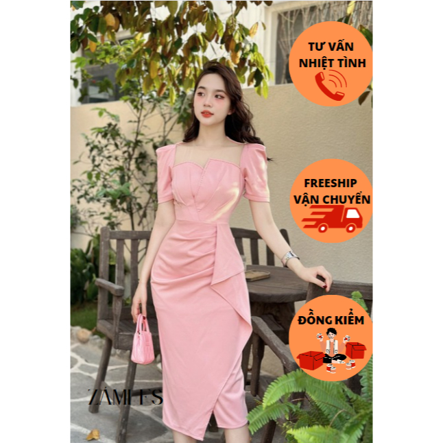 Zámi FS - C5 - ชุดเดรส Umi คอปกตาข่ายลูกปัดสุดหรู - ทํางาน, ปาร์ตี้