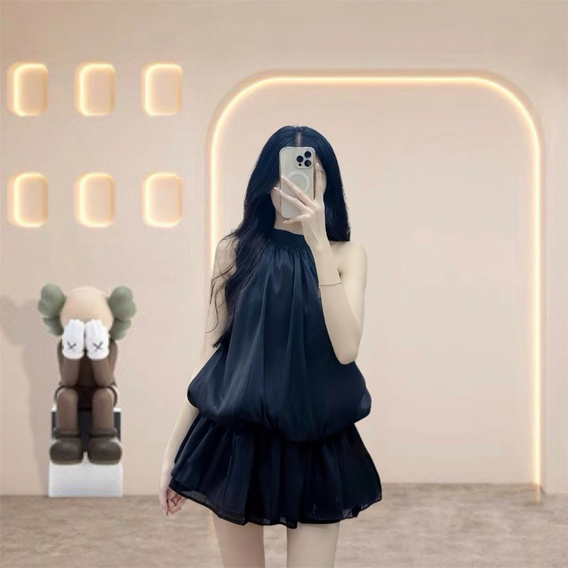 ชุดสายเดี่ยวสกินนี่เอวยางยืดและเปิดหลังพร้อมกางเกงหลวมชุดชายหาดสําหรับผู้หญิงมีรูปร่างสายเดี่ยวทําจากผ้าไหมโฟม HB909 - รูปที่ 5