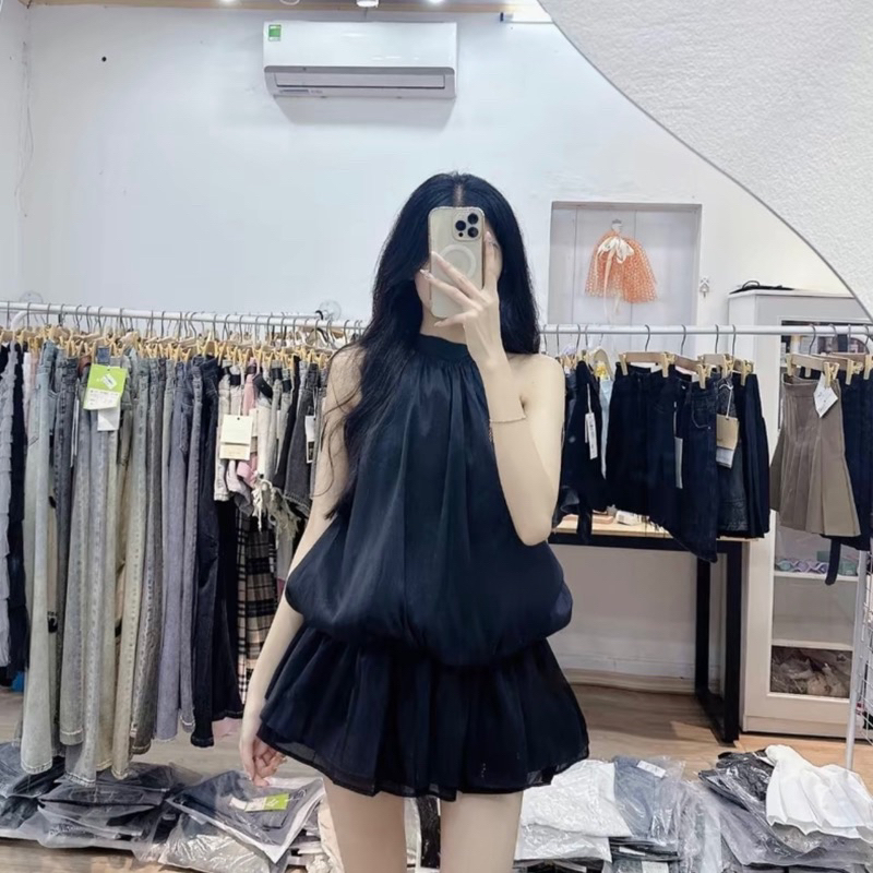 ชุดสายเดี่ยวสกินนี่เอวยางยืดและเปิดหลังพร้อมกางเกงหลวมชุดชายหาดสําหรับผู้หญิงมีรูปร่างสายเดี่ยวทําจากผ้าไหมโฟม HB909 - รูปที่ 4