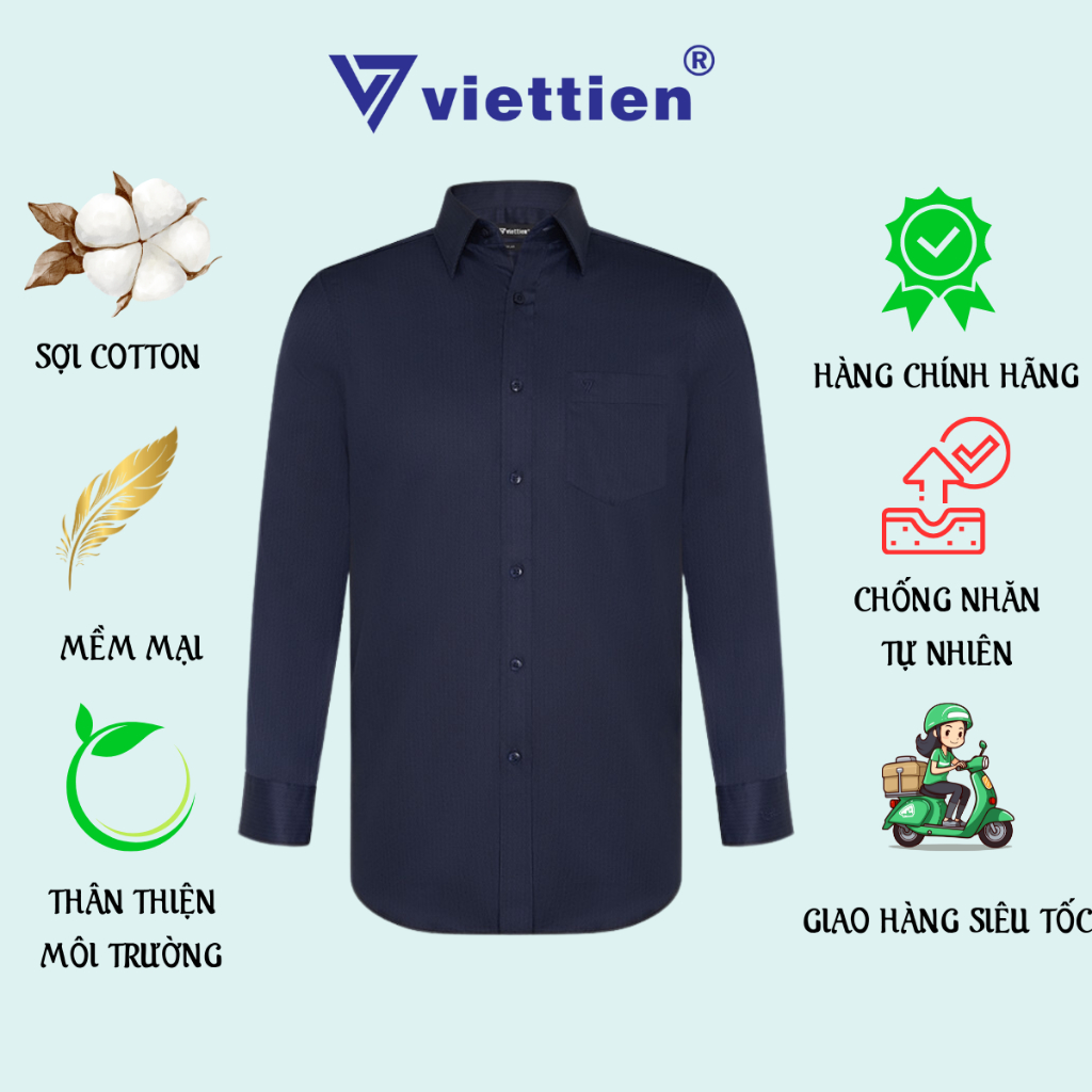 เสื้อเชิ้ตแขนยาว Viet TIEN - ผ้าคอตตอนธรรมดา - 1Q1967NR1/LBH1