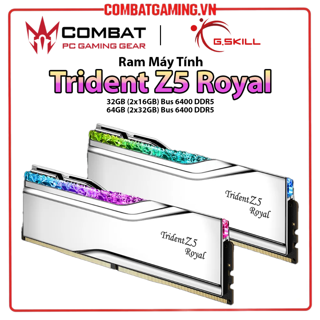 คอมพิวเตอร ์ Ram GSKILL Trident Z5 Royal RGB DDR5 32GB (2x16G🚚 64GB (2x32G ) 6400MHz (F5-6400J3239G16GX2-TR5S🌹