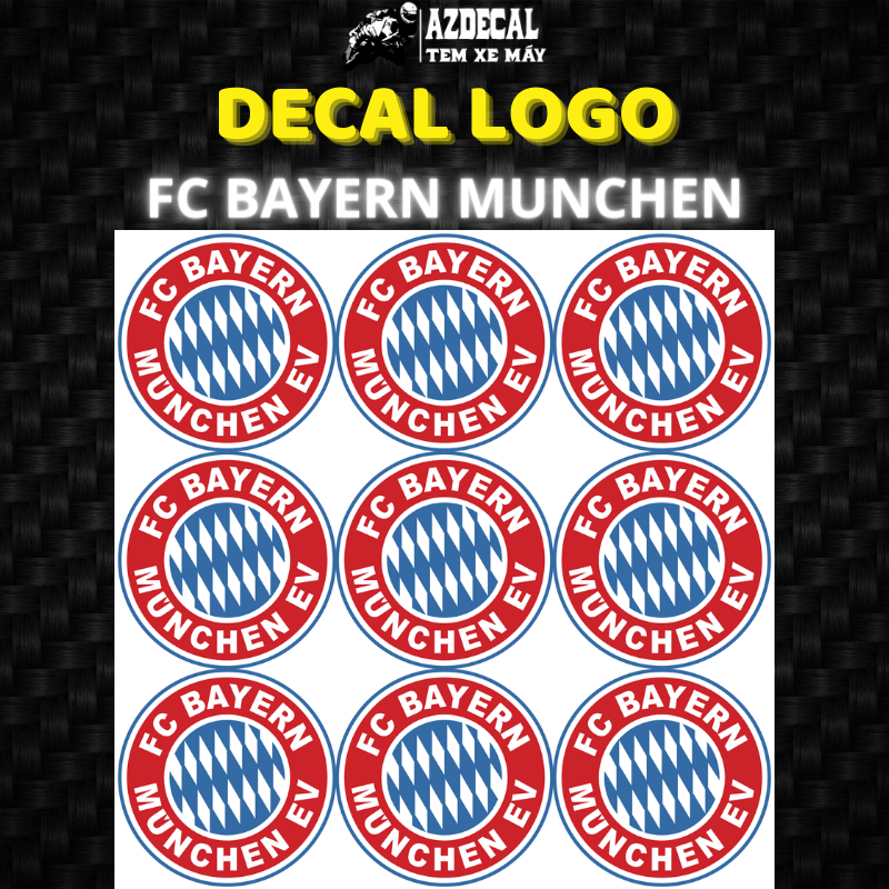 Combo สติ๊กเกอร์ 9 ดวง สติ๊กเกอร์โลโก้ FC BAYERN MUNCHEN Club Waterproof - ทนแดด สําหรับมอเตอร์ไซค์ 