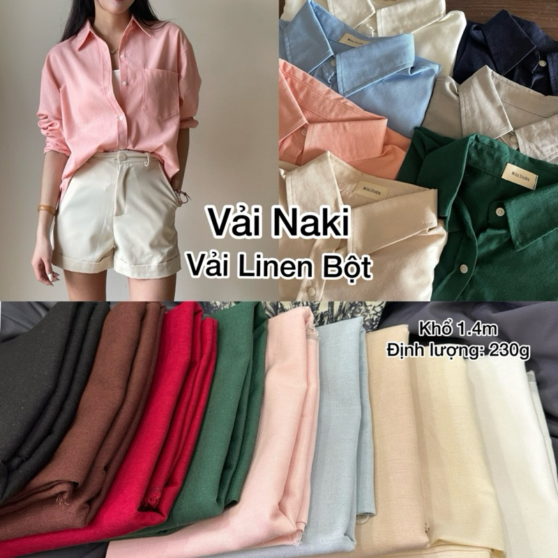 [ Naki fabric ] ผ้า POWDER LINEN เนื้อละเอียดแท้ สําหรับเสื้อ เดรส สูท บอดี้สูท ฯลฯ ขนาด 1.4ม