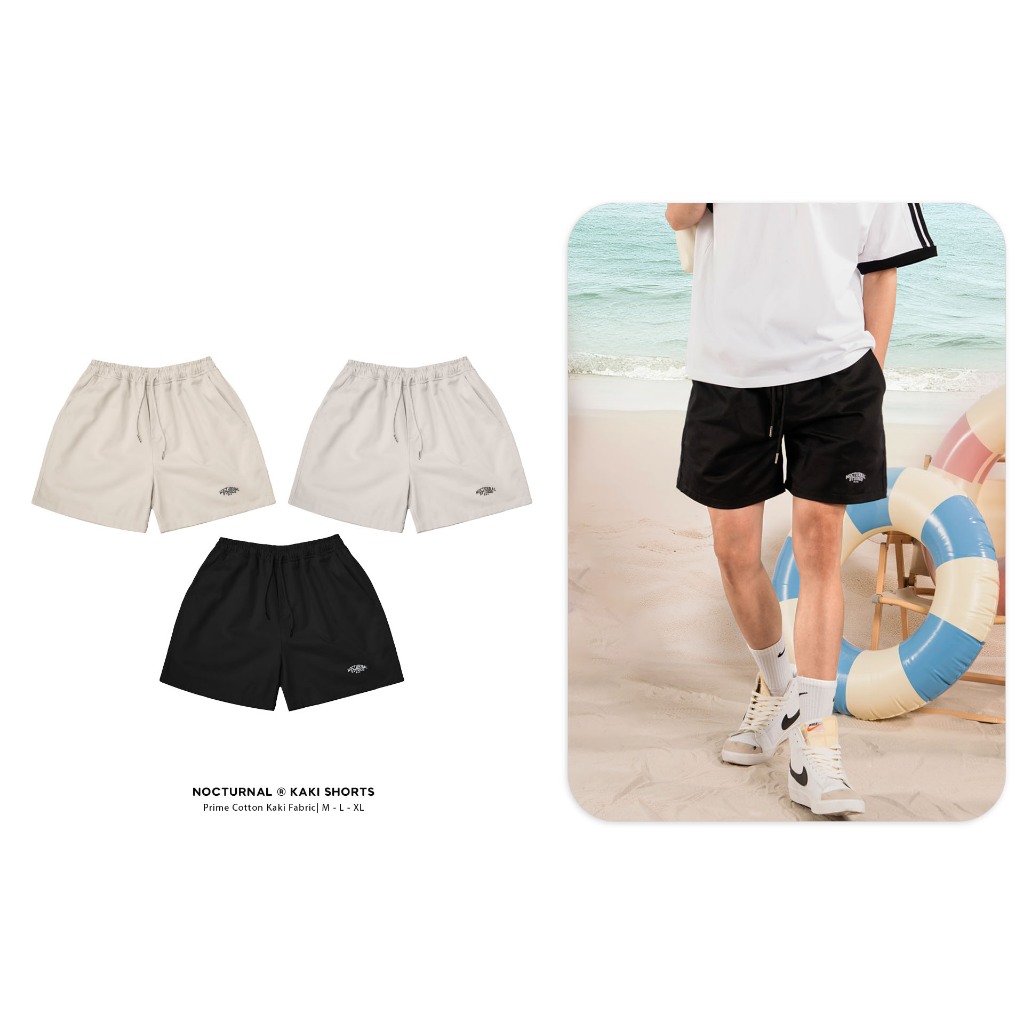 กางเกงขาสั้นสีกากีปัก NOBURNAL Unisex Local Brand SS2024