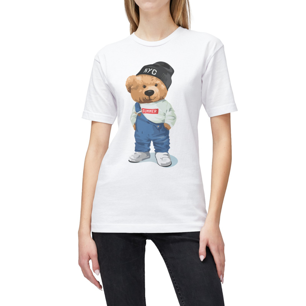 ผ้าฝ้าย 100% พิมพ์ลายหมี NYC SUMMER DLX